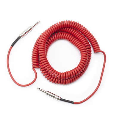 D'Addario Coiled Instrument Cable; 30ft red image 1