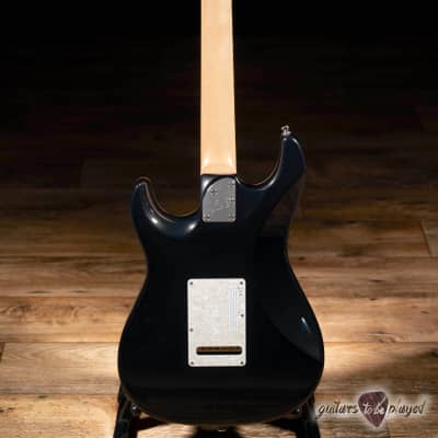 ESP Japan Original Snapper CTM Flamed Top Maple Neck Guitar – See Thru Black image 6