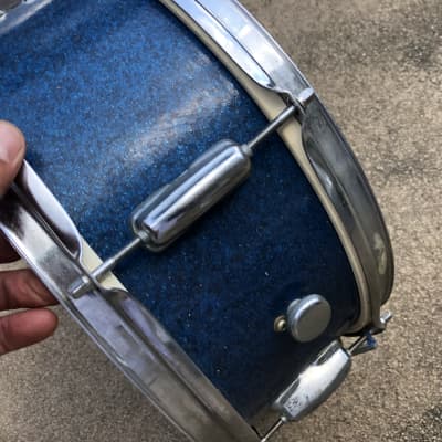 Vintage MIJ Mica Swing Line Snare Drum Blue Sparkle image 6