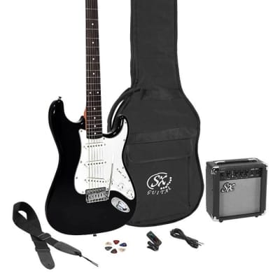 SX SE1SK34-BK ST style electric guitar pack image 1