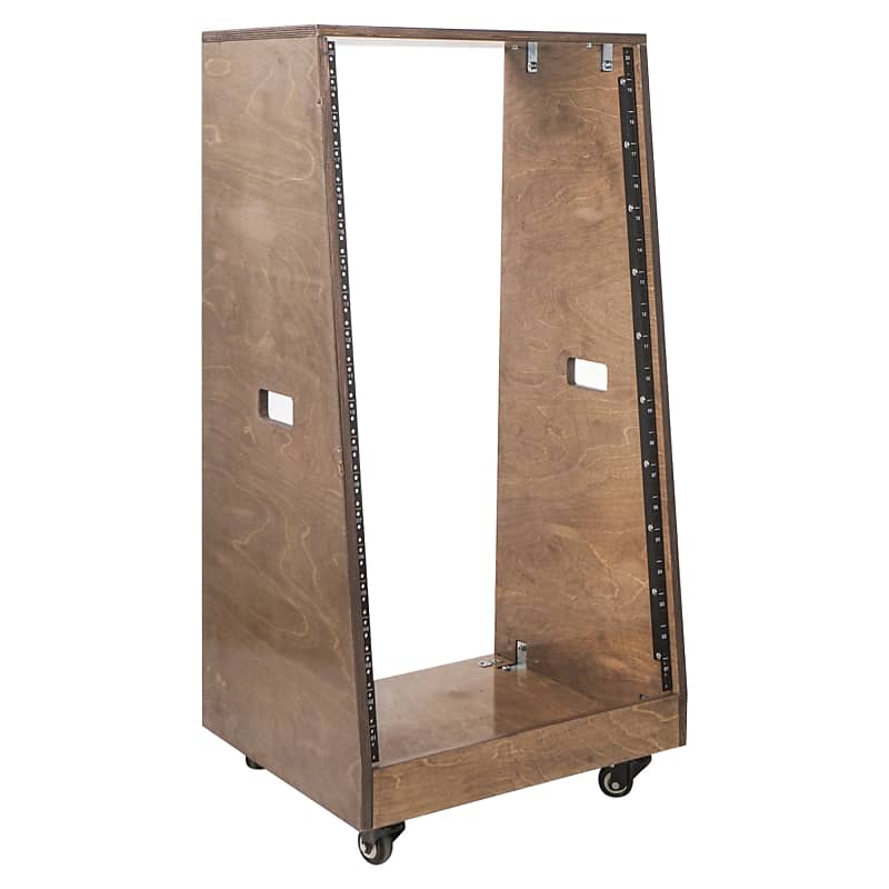 Sound Town DIY Slanted 12U Studio Rack, Plywood, Golden Oak, Rubber