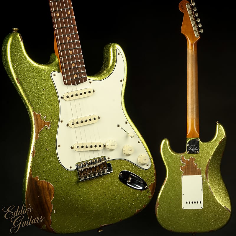 Fender Custom Shop Eddie's Guitars Exclusive Dealer Select Roasted 1963 Stratocaster Heavy Relic - Chartreuse Sparkle image 1