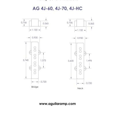 Aguilar AG 4J-70 4-String 70’s Era Jazz Bass Pickups image 3
