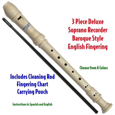 Recb-W 3 Piece Deluxe Soprano Recorder, Ivory White - Educator Approved image 2