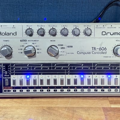 Roland TR-606 Drumatix Blue & White LED Modded w/ Power Supply