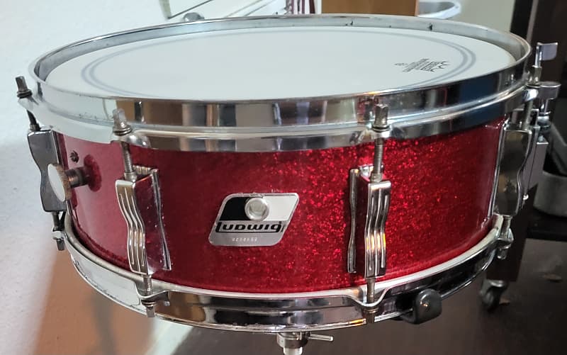 1980's Ludwig Rocker snare drum - 5 x 14 - 8 lug Red sparkle image 1