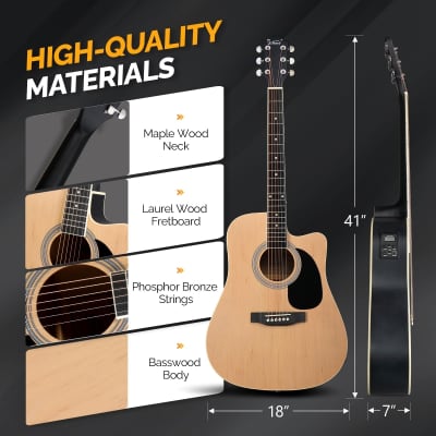 Glarry GMA101 41 Inch EQ Acoustic Guitar w/15W Amp - Burlywood image 5