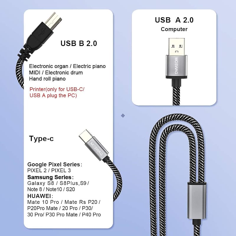 1m USB C to USB B Printer Cable USB 2.0 - USB-C Cables, Cables