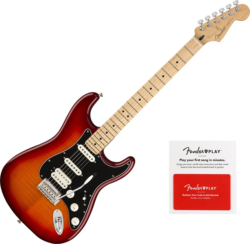 Fender Player Stratocaster HSS Plus Top, Maple FB, Aged Cherry Bundle image 1