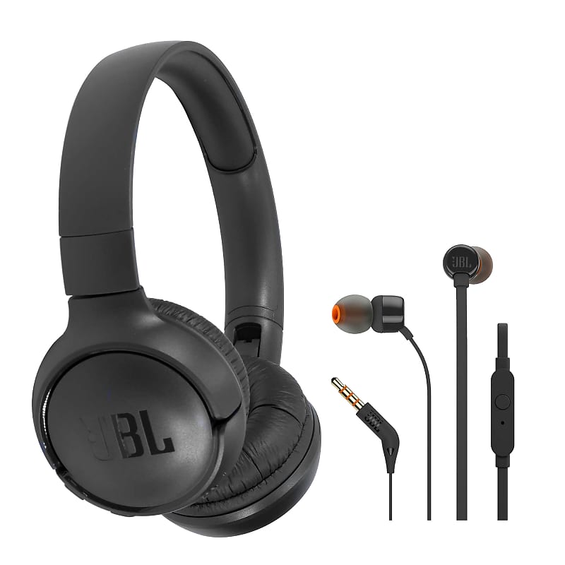 JBL Tune 510BT Pure Bass Wireless On-Ear Headphones (Black) + JBL T110 In  Ear Headphones (Black)