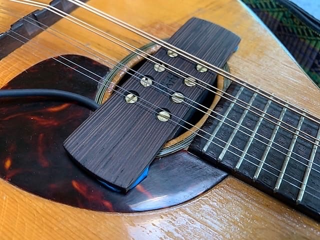 Krivo Mandobucker pickup for mandolin, octave mandolin, tenor guitar, bouzouki: Wenge ebony wood image 1