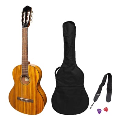 Martinez 3/4 Size Student Classical Guitar Pack with Built In Tuner (Koa) image 1