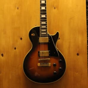 1980s Burny Les Paul Custom Guitar MIJ Tobacco Burst + Hard