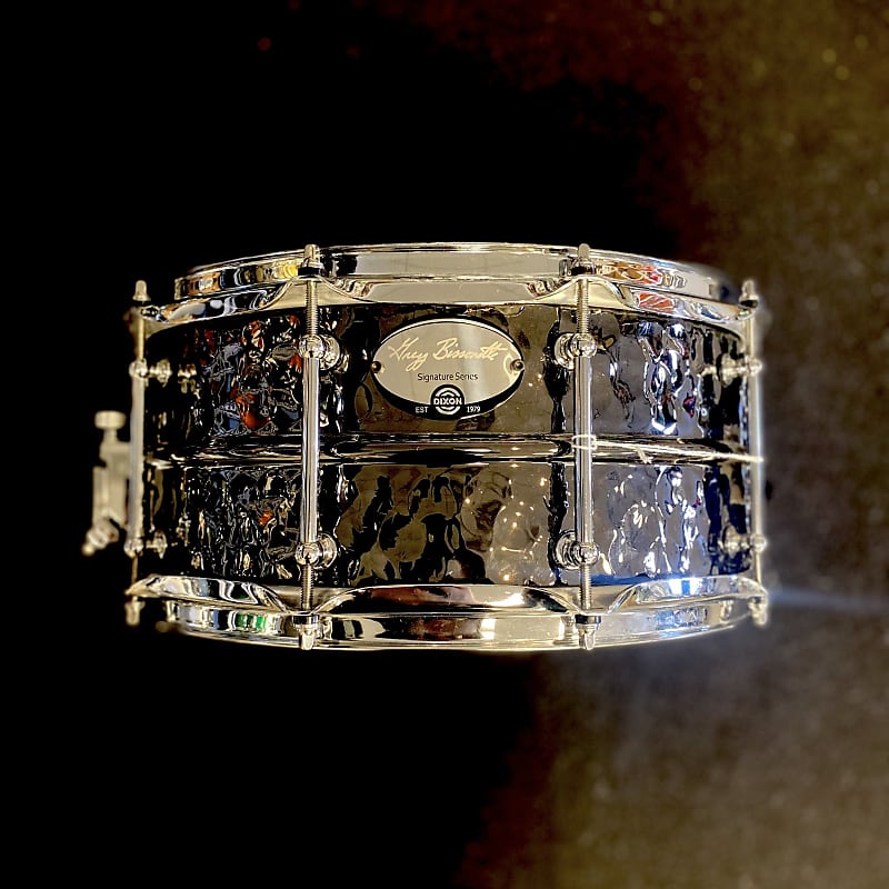 Dixon Artisan Gregg Bissonette 14" x 6.5" Signature Hammered Brass Snare Drum - Used for Clinic image 1