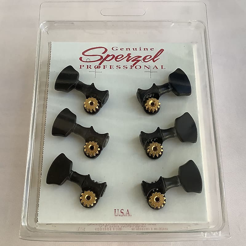 Sperzel 3x3 Sound Lock Tuners, Black with Gold, Open Back, | Reverb