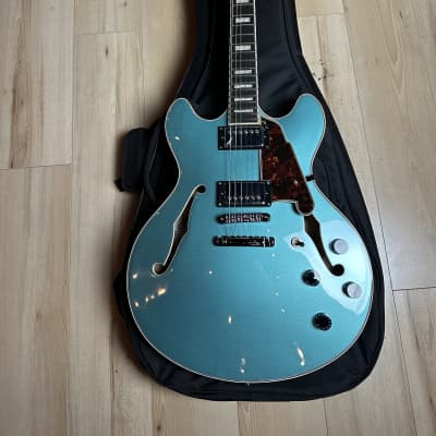 D'Angelico Premier DC Semi-Hollow Double Cutaway with Stop-Bar Tailpiece - Ocean Turquoise image 2
