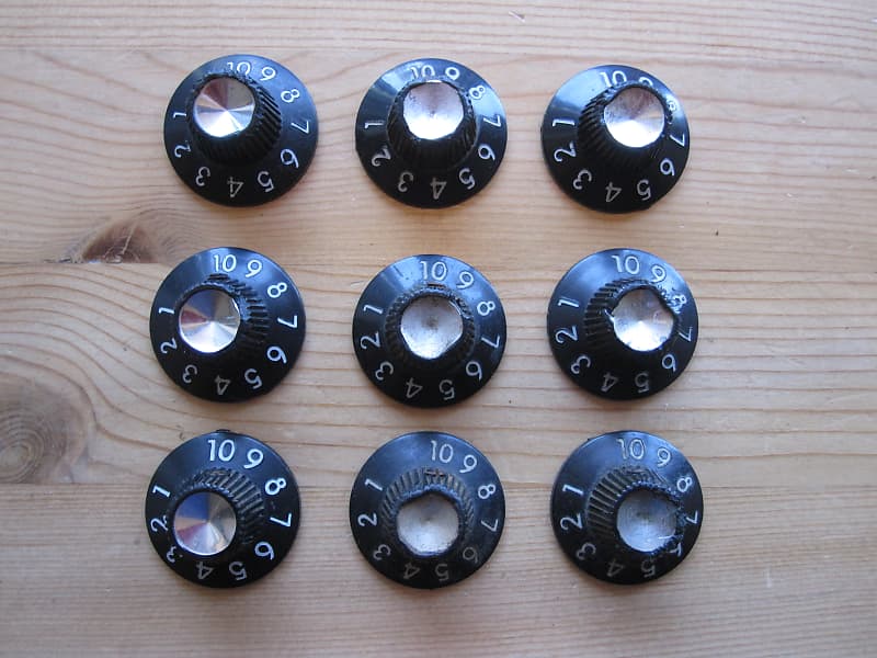 complete set of 9 blackface Fender amp knobs vintage Deluxe Reverb