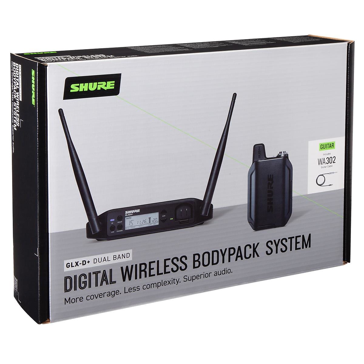 Shure GLXD14+-Z3 Digital Wireless Bodypack System w/WA302 Guitar Cable imagen 2