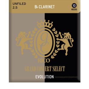 Rico RGE10BCL250 Grand Concert Select Evolution Bb Clarinet Reeds - Strength 2.5 (10-Pack)