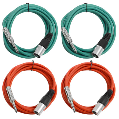 4 Pack of 1/4 Inch to XLR Male Patch Cables 10 Foot Extension Cords Jumper - Green and Red image 1