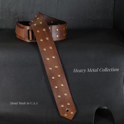 Custom Leather Guitar Strap STUDDED..47” to 54” ..2.5” wide