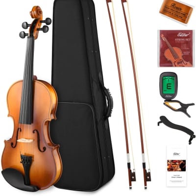 NEW OEM 4/4 Violin Set Full Size Fiddle for Adults Solid Wood with Two Bow EVA-330 image 1
