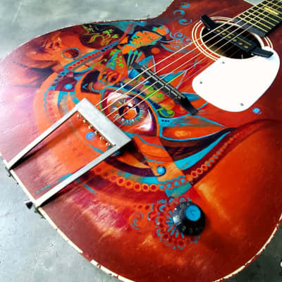 Silvertone H-615 "Robert Johnson" Acoustic Guitar w/ Goldfoil Pickup (1960s, Art by Michael Bond) image 6