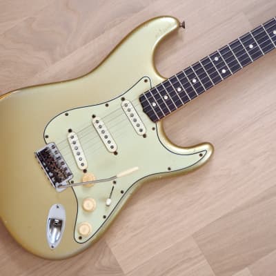 1963 Fender Stratocaster Vintage Pre-CBS Electric Guitar Shoreline Gold w/ Blonde Case, Hangtag image 1