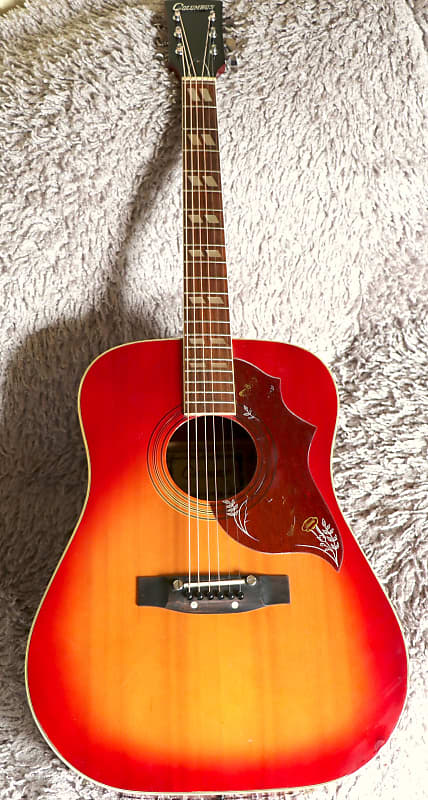MIJ Vintage 'Lawsuit'Gibson Hummingbird Replica (Model Columbus 197) c.1973  - Cherry Sunburst + Pro Setup