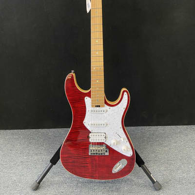 Aria Pro II  714 Mk2 Fullerton  Ruby Red Flame Top Electric Guitar   New! image 11