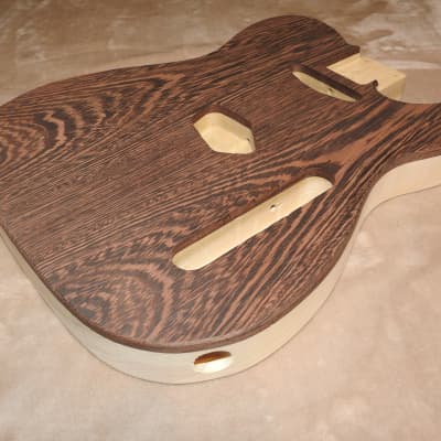 Unfinished Telecaster 1 Piece Poplar Body 2 Piece Book Matched Wenge Top Standard Tele Pickup Routes image 7