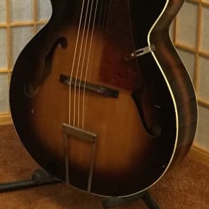 Vintage all original USA Silvertone H4 archtop acoustic F-hole guitar image 3