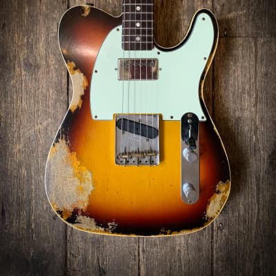 2022 Fender Custom Shop '1966' Telecaster Custom in 3 Tone Sunburst heavy relic for sale