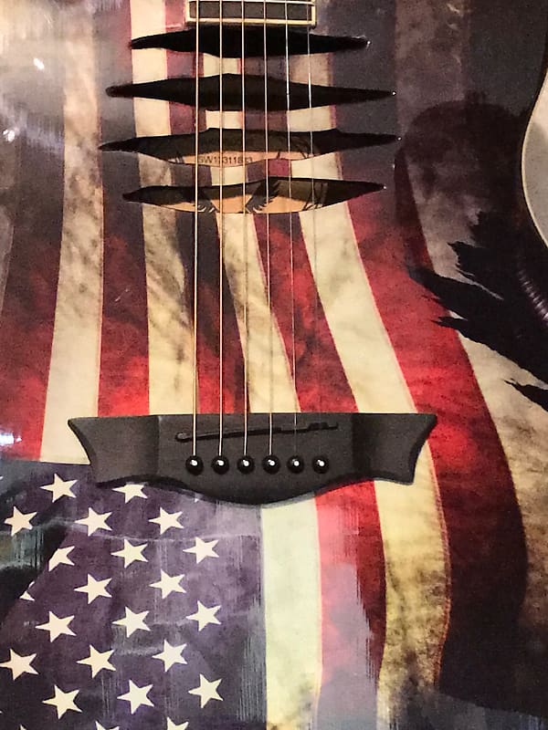 Dean Dave Mustaine Mako Electro Acoustic Guitar USA Flag | Reverb