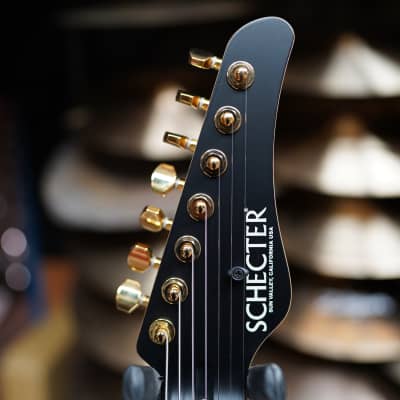 Schecter  USA CUSTOM SHOP PT-7 Black Satin 7-String Electric Guitar w/ Black Tolex Case image 10