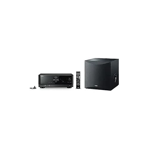 Yamaha Home Theater Bundle: RX-V4A 5.2-Channel AV Receiver + NS-SW100BL 10&quot; 100W Subwoofer (Black)  			