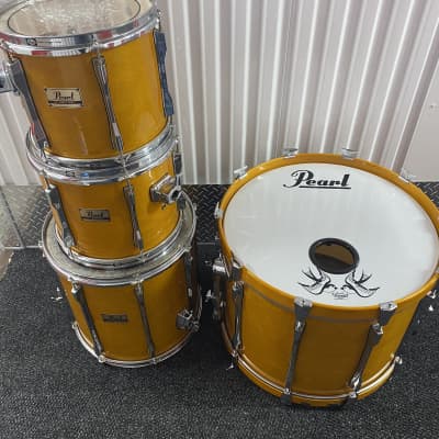 Pearl  MLX all maple Pre Masters thick shells 4 piece drum kit 90s Honey Amber lacquer image 9