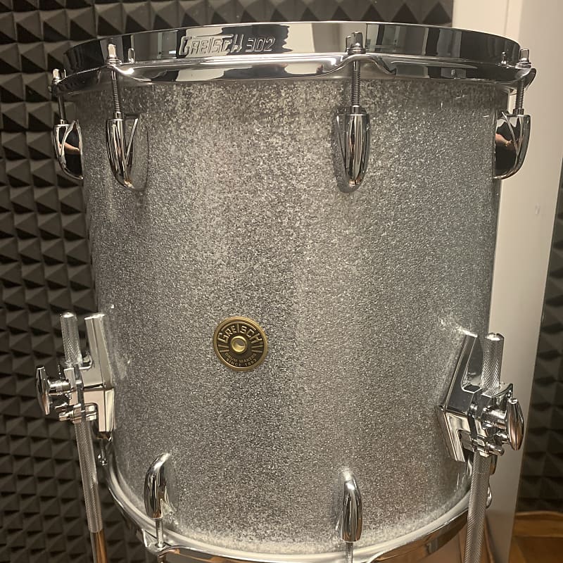 Gretsch Broadkaster 14x14 Floor Tom Silver Sparkle Reverb
