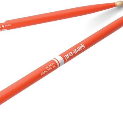 ProMark Classic Forward 5A Painted Orange Hickory Drumsticks, Oval Wood Tip, One image 1
