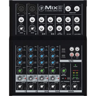 Mackie Mix8 8-Channel Compact Mixer with Gator Cases G-MIXERBAG