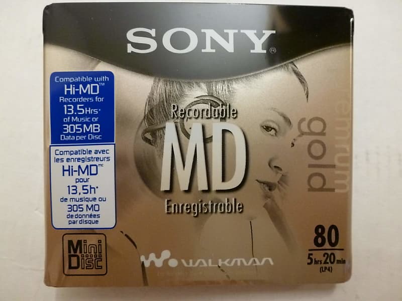 NewVintage Sony Gold 80-min. (Hi-MD 350MB) blank/recordable MiniDisc  MDW80PL Mini Disc Disk MiniDisk