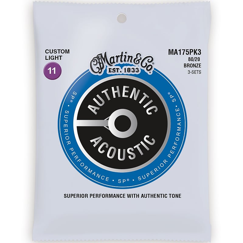 Martin MA175PK3 Authentic Acoustic SP 6-String Custom Lights (3-Pack) image 1