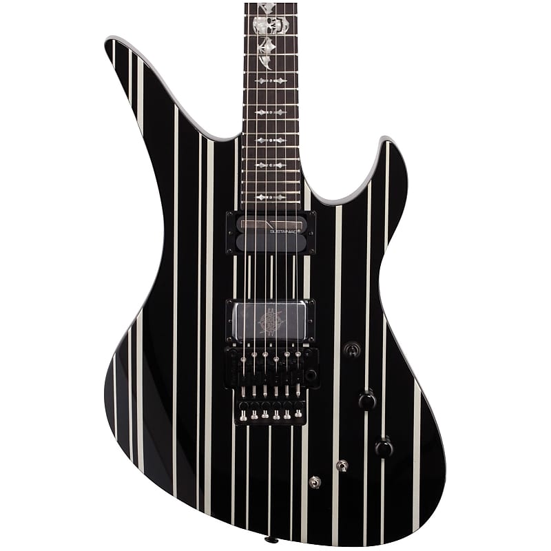 Schecter Synyster Custom S Electric Guitar Black With Silver Stripes image 1
