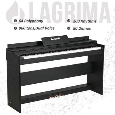 LAGRIMA 88 Weighted Action Key Electric Digital LCD Piano Keyboard w/Stand+3 Pedal Board Black image 6