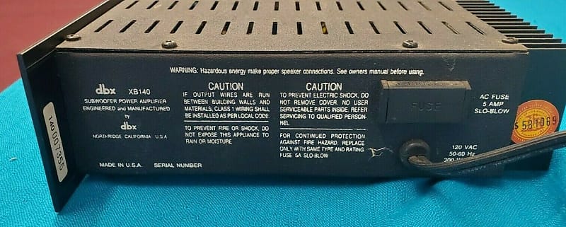 DBX Model XB-140 Subwoofer Power Amplifier Tested 2024 Working