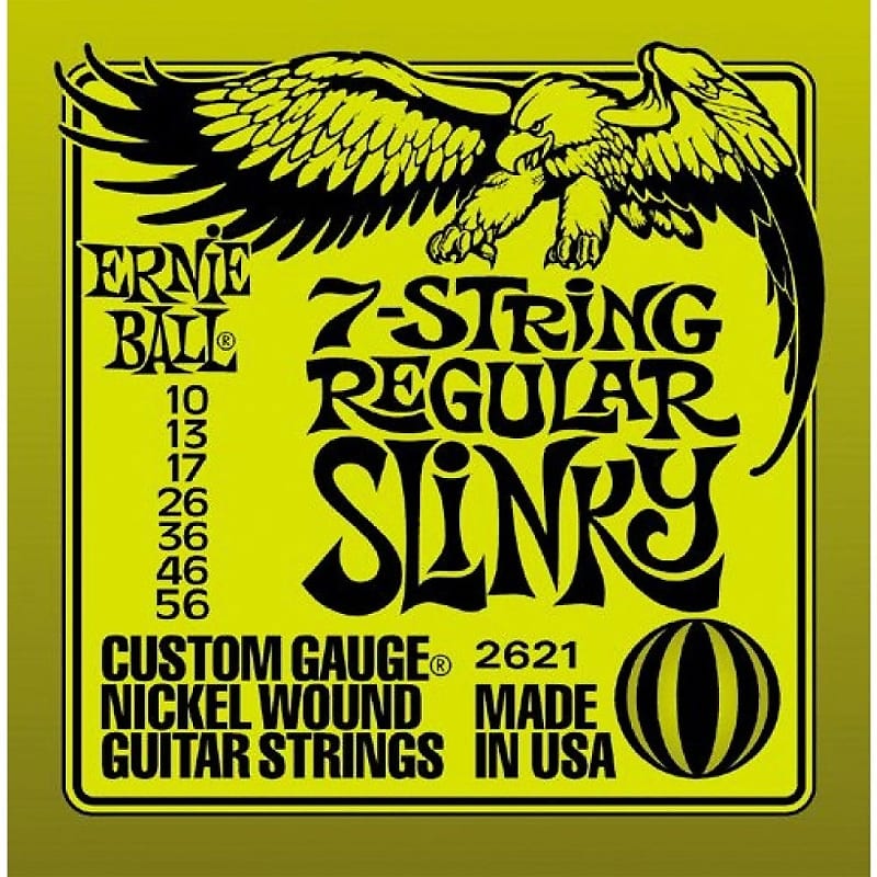 Ernie Ball 2621 Nickel Wound Regular Slinky 7-String Electric Guitar Strings (10-56) image 1