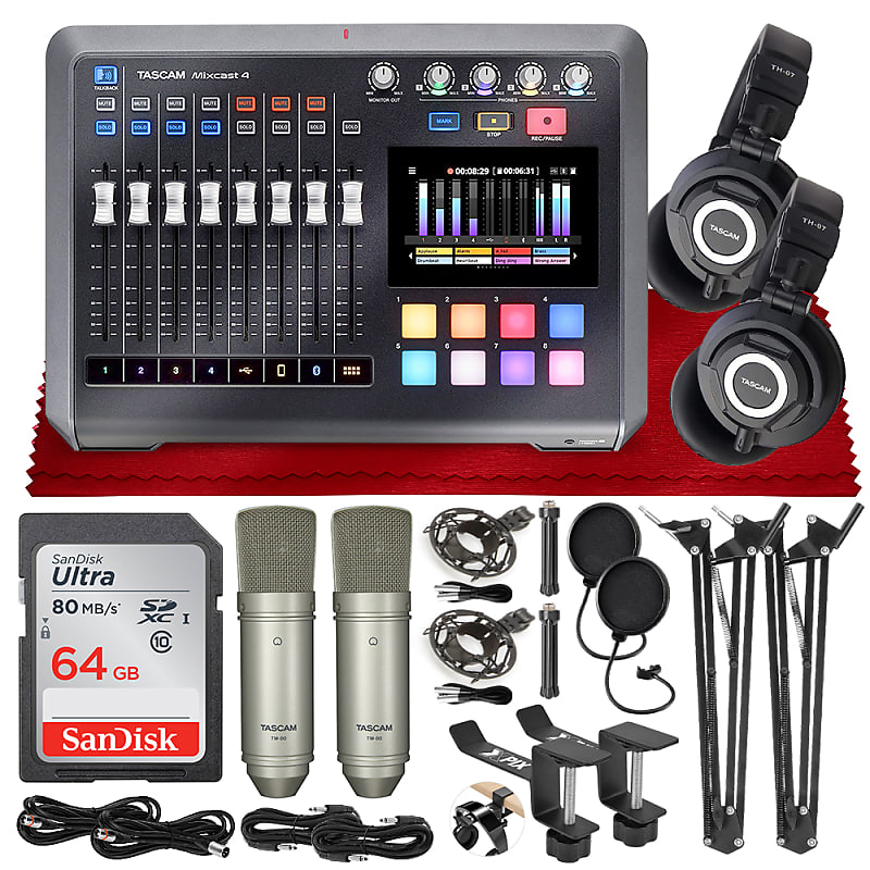 Tascam Mixcast 4 Podcast Mixer, Recorder, and USB Audio Reverb