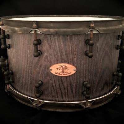 Woodland Percussion 14" x 8" Red Oak Stave Snare Drum  Barnwood Stain image 1