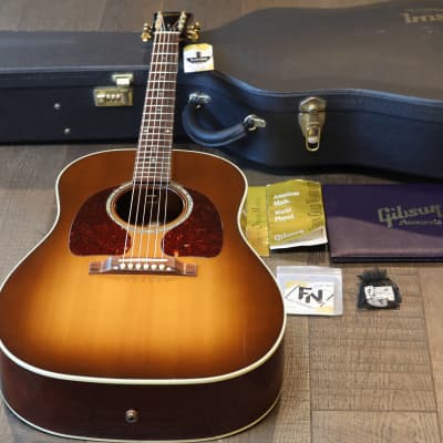 2007 Gibson Custom Shop Ren Ferguson Masterbuild J-45 Quilted Mahogany Custom Acoustic/ Electric Guitar Honey Burst w/ Double Pickguard + COA OHSC image 1