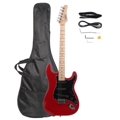 Glarry GST Stylish Electric Guitar Kit with Black Pickguard Red image 12